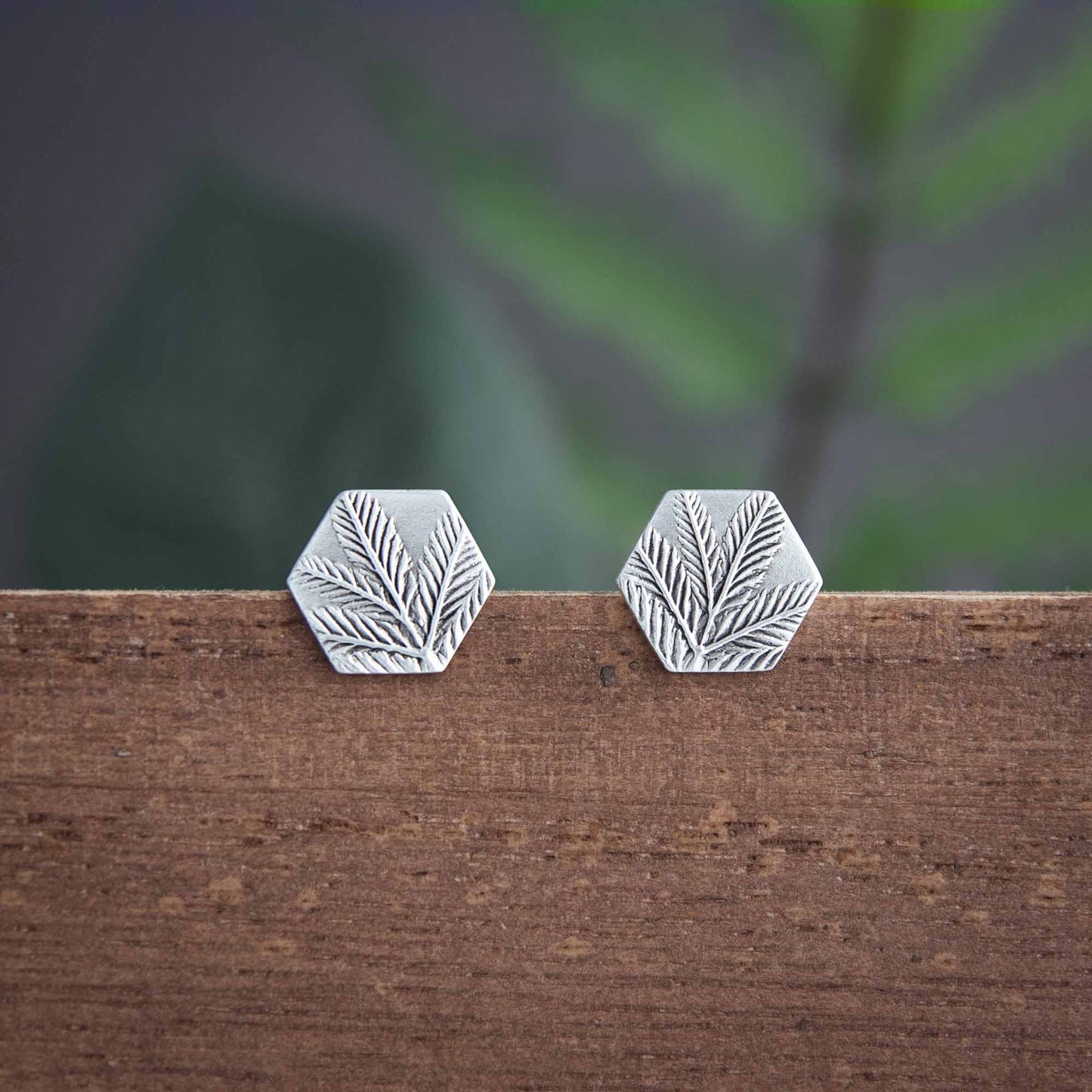 Hyfaria Leaf Hexagon Studs
