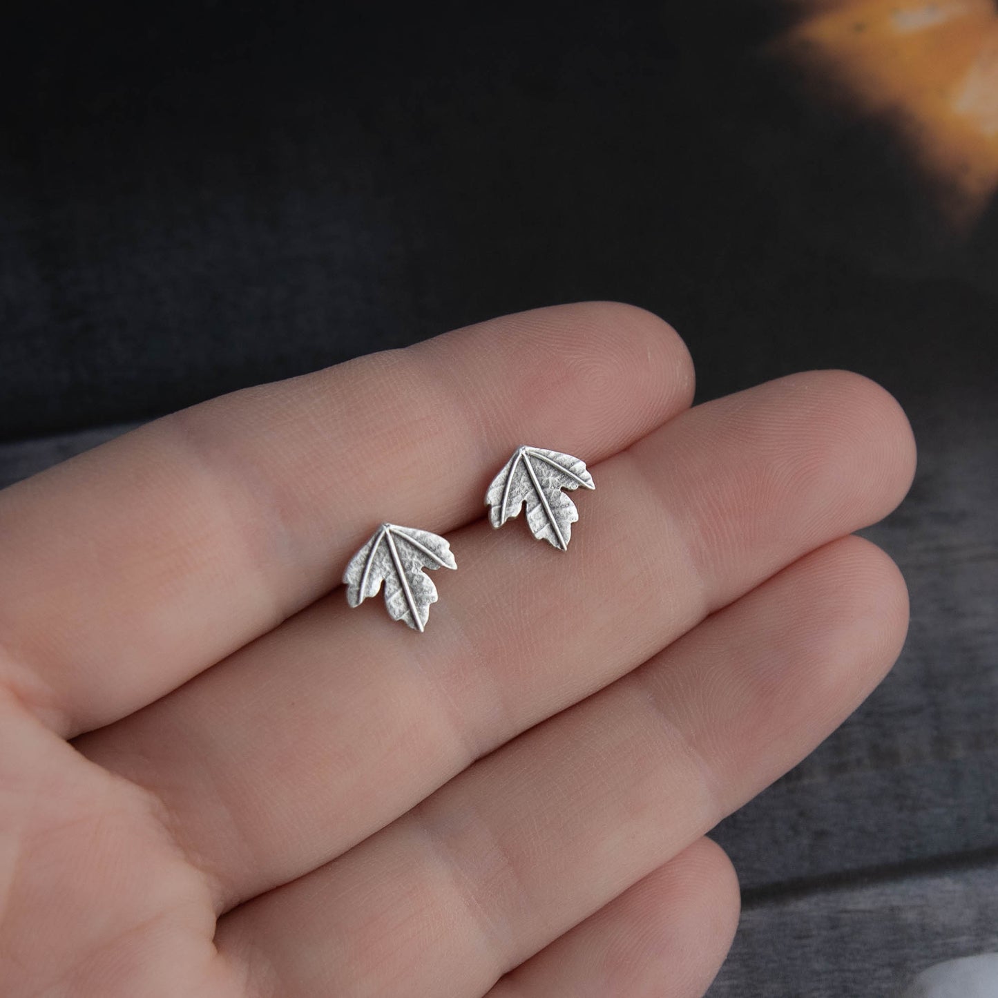 Hawthorn Leaf Stud Earrings