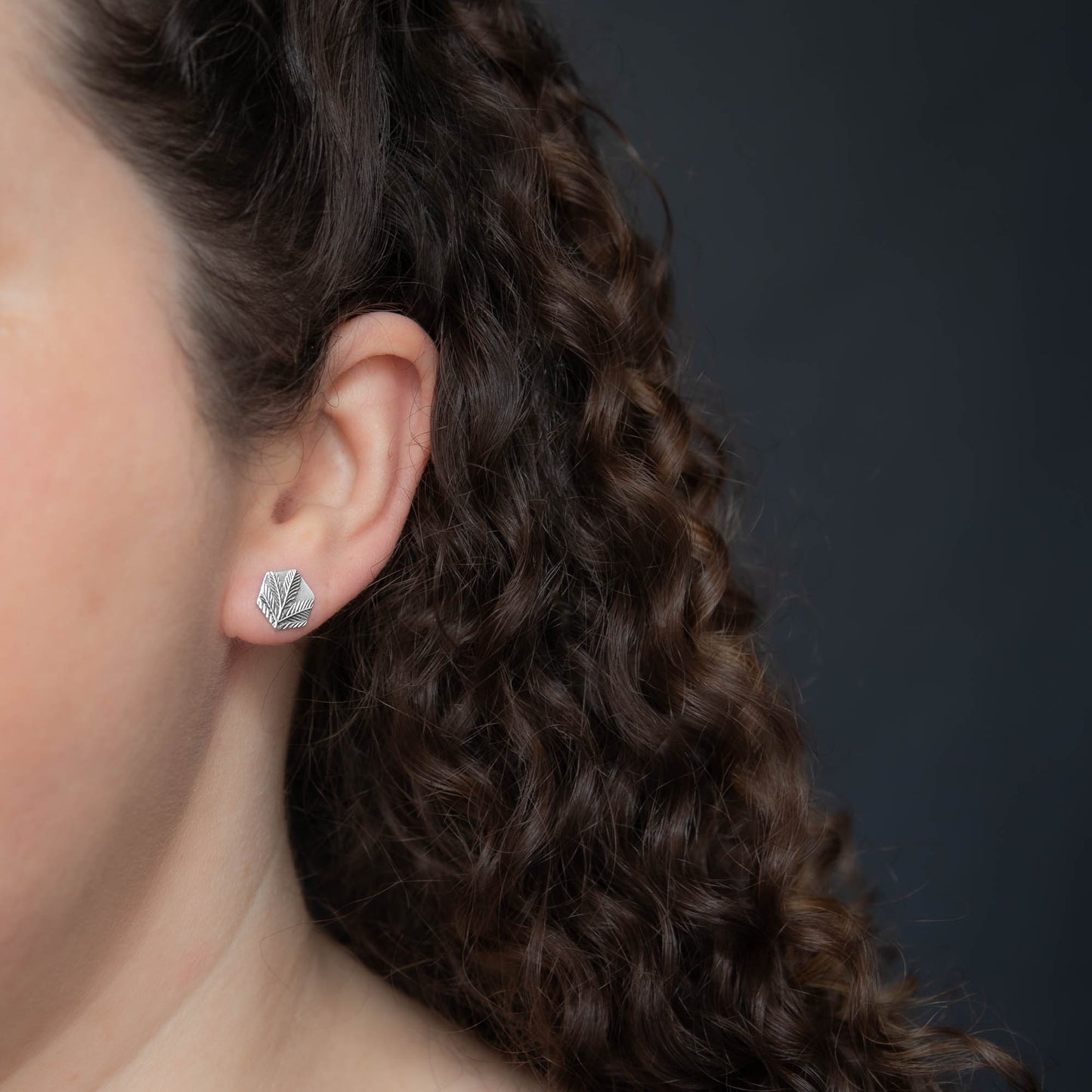 Hyfaria Leaf Hexagon Studs