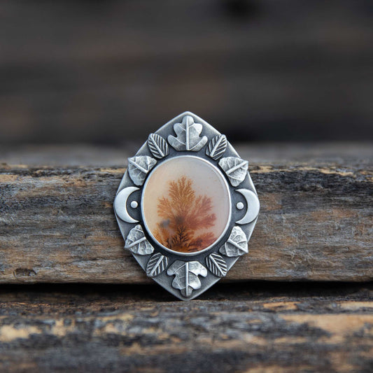 Leaf Mandala Pendant - Dendritic Agate
