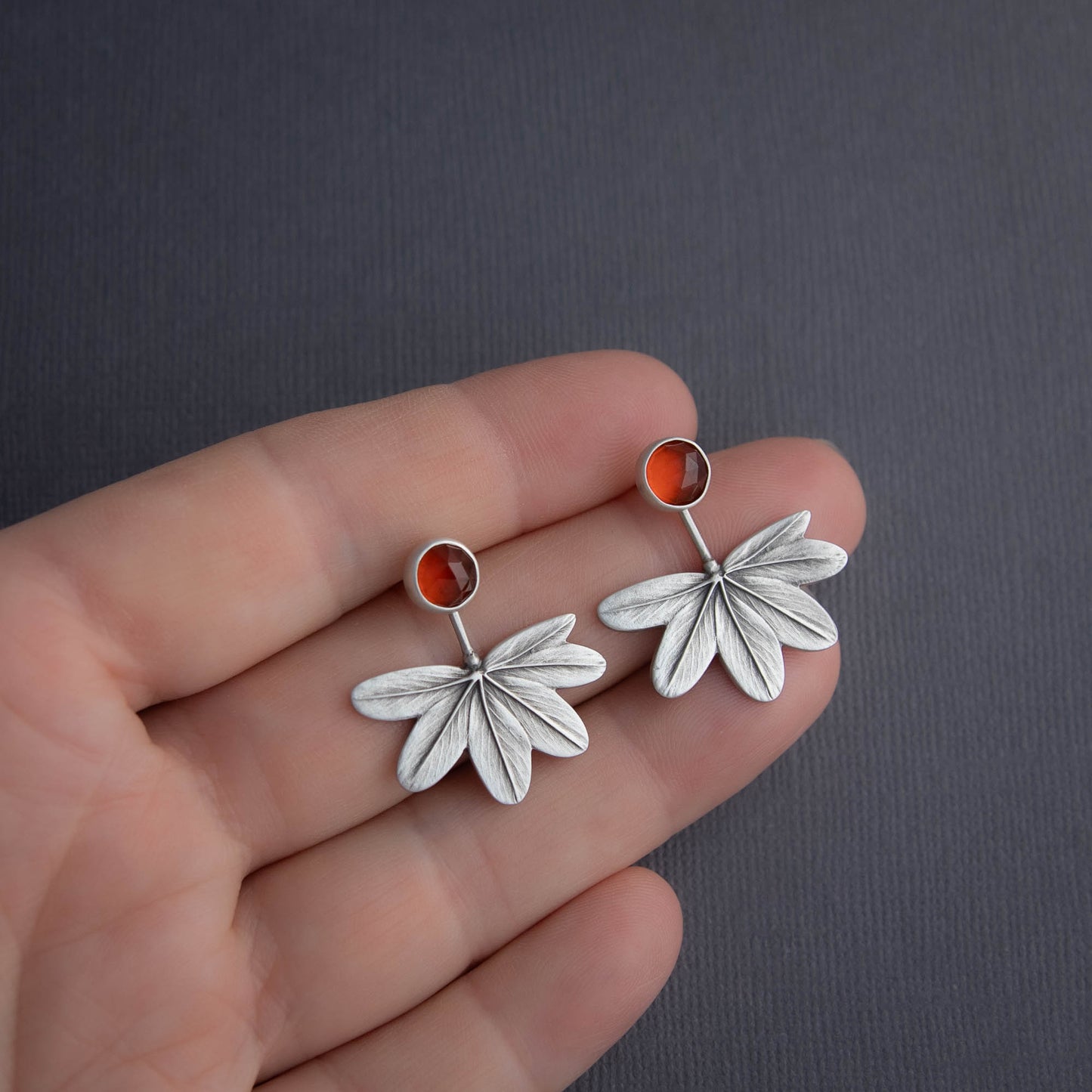 Garnet and Alpine Lady's Mantle Ear Jackets
