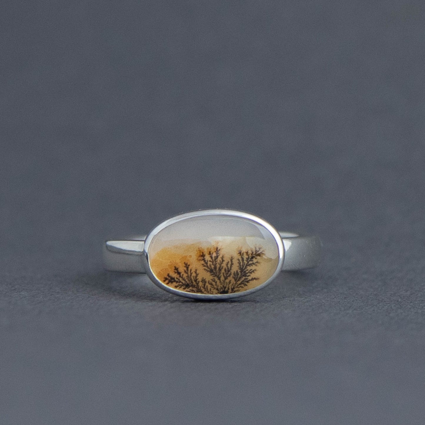 Dainty Dendritic Agate Ring - Size 7.25
