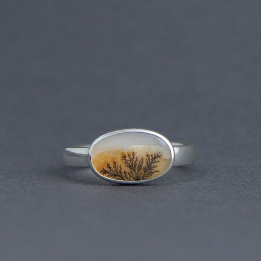 Dainty Dendritic Agate Ring - Size 7.25