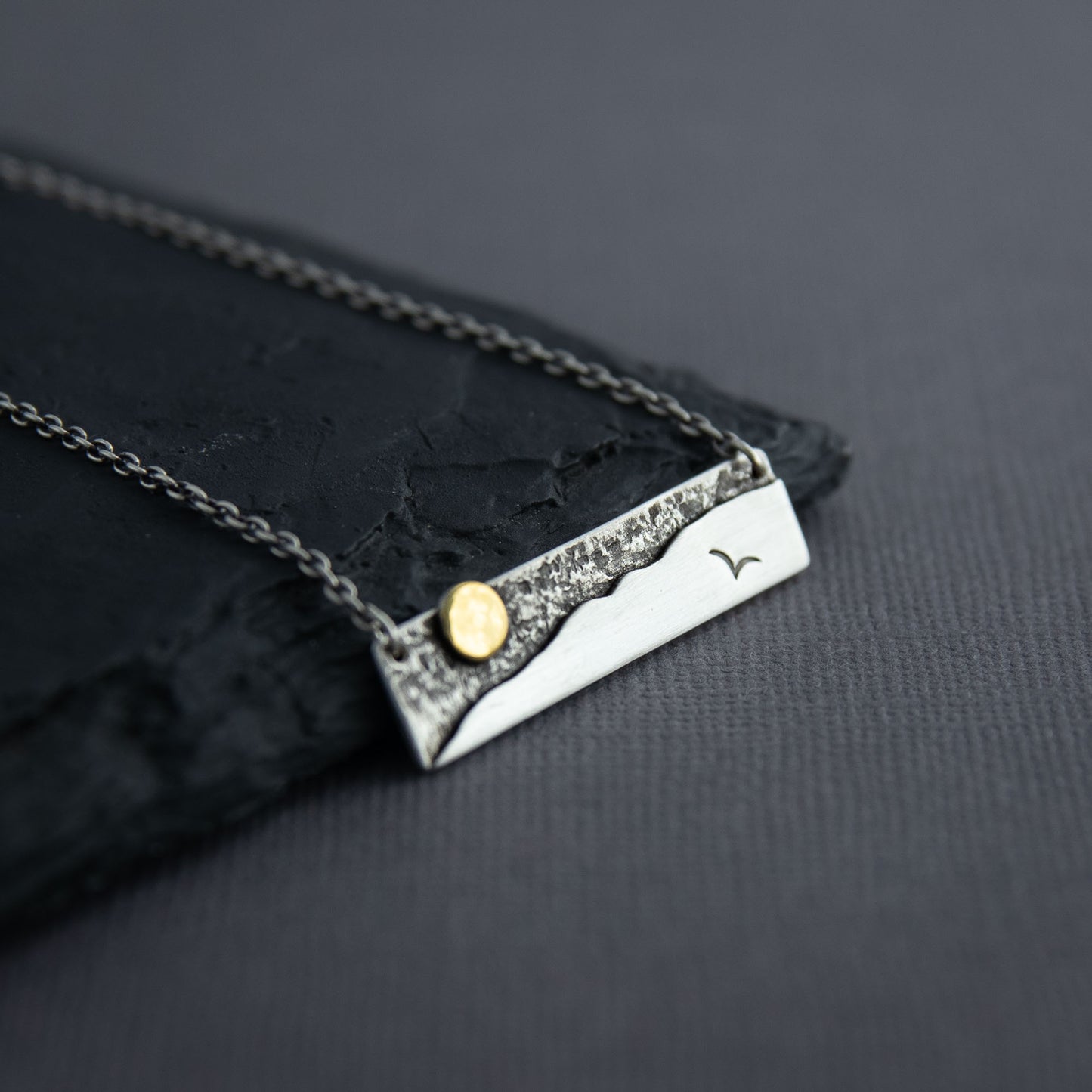 Mountain View Bar Necklace - Silver & Gold