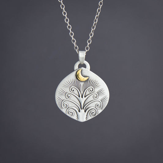 Mixed Metal Flowing Tree Pendant