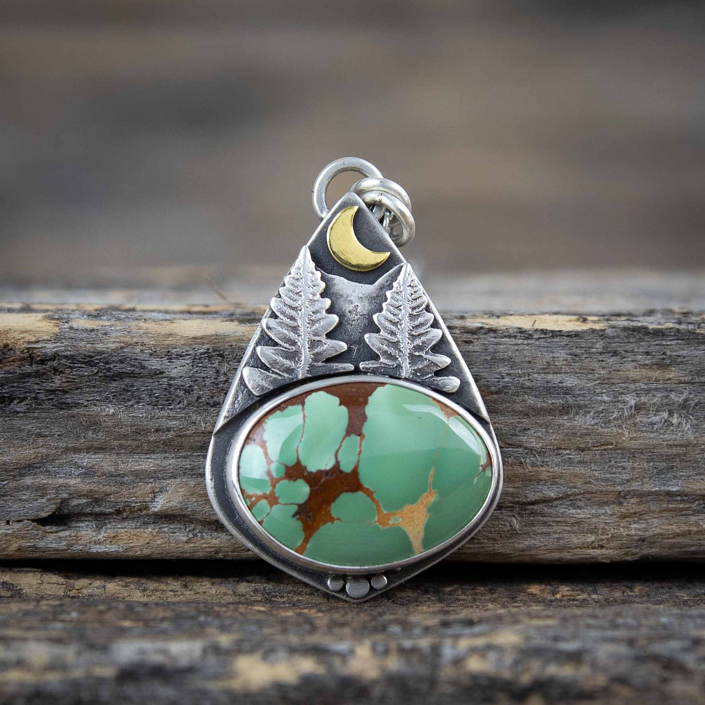 Forest Scene Pendant w/Royston Turquoise