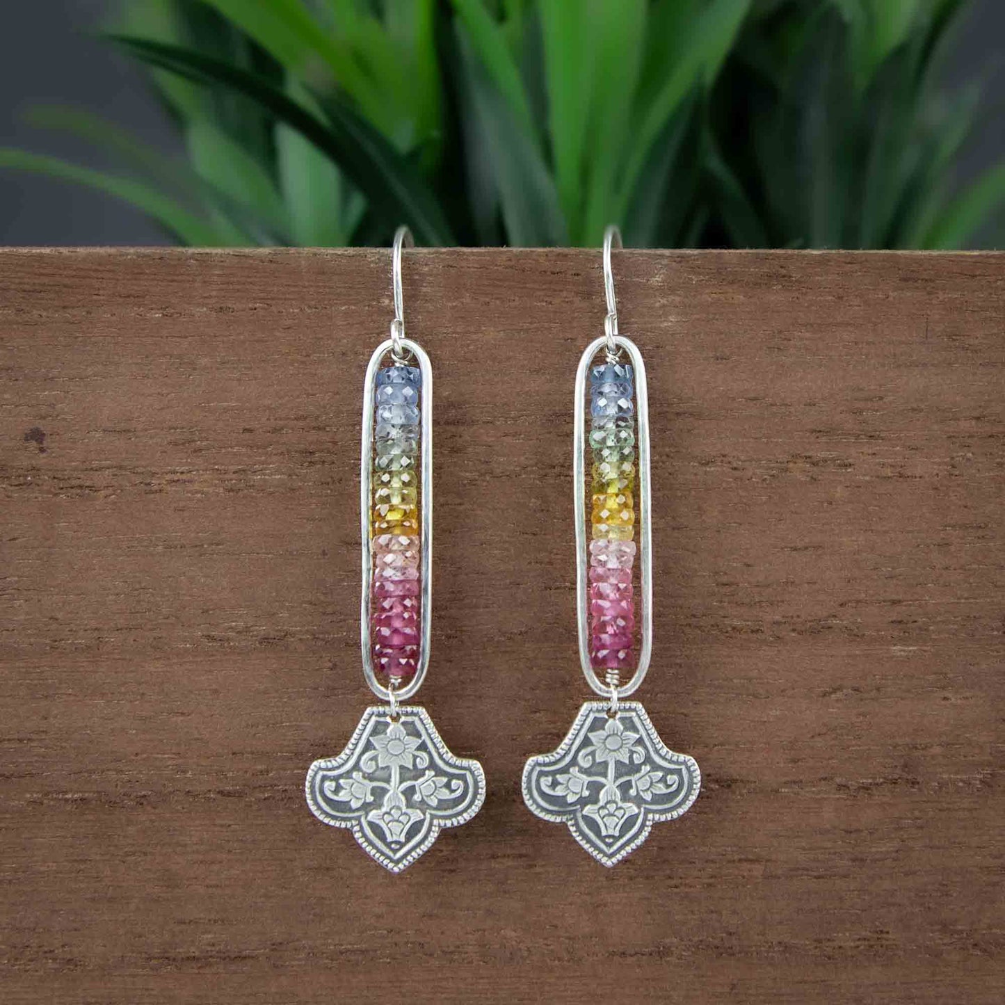 Rainbow Sapphire Stack Earrings