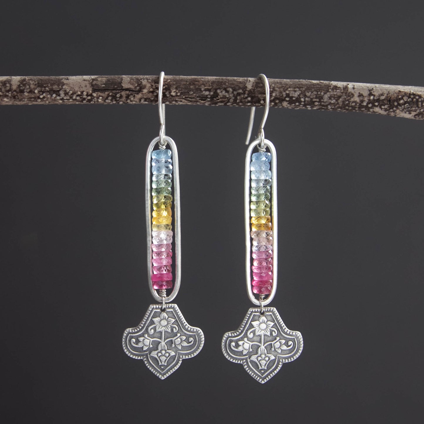 Rainbow Sapphire Stack Earrings