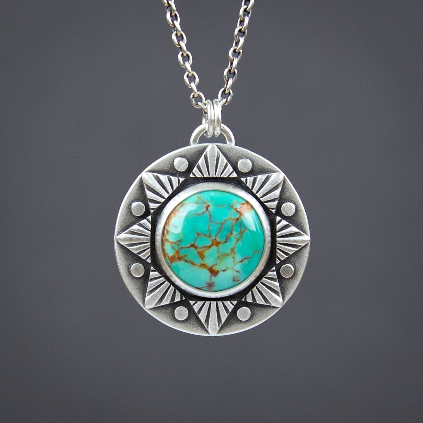 Sun Ray Pendant w/Kingman Gold Turquoise
