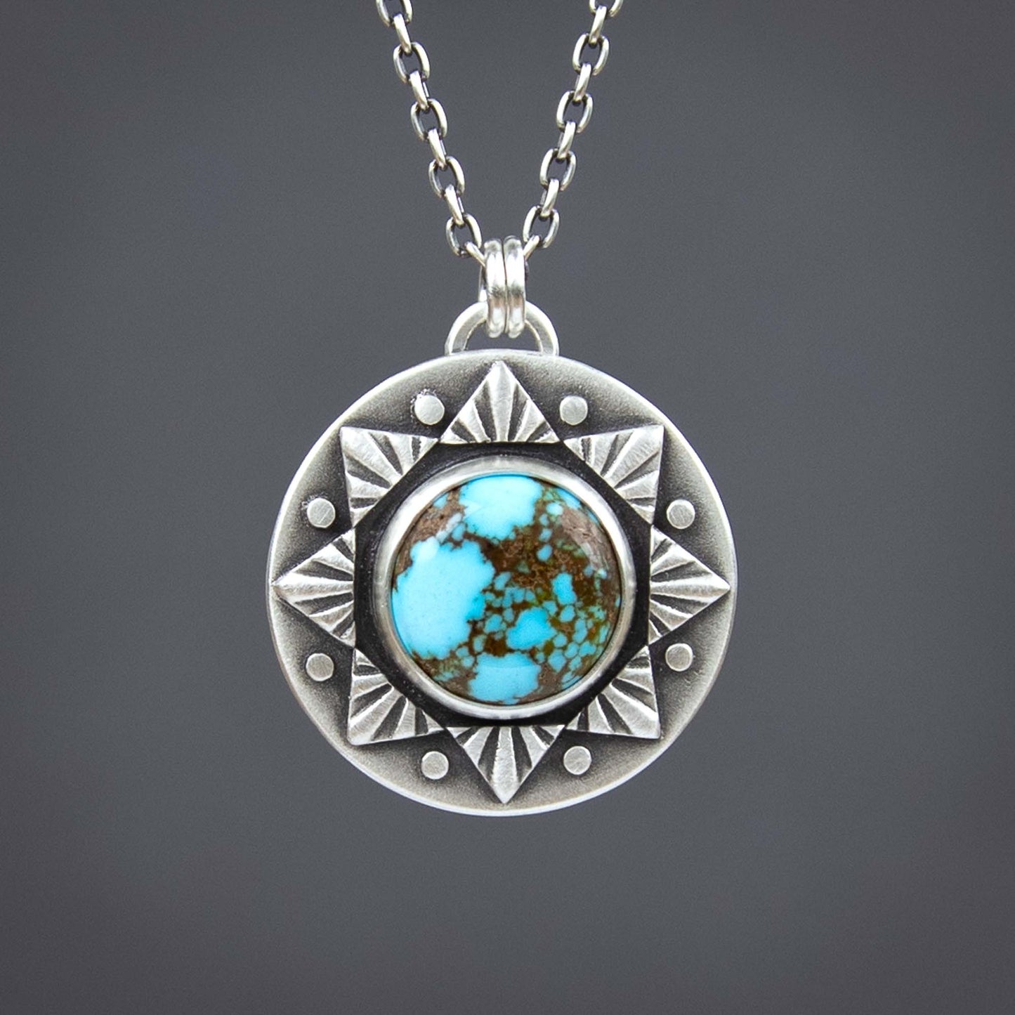 Sun Ray Pendant w/Kingman red web turquoise
