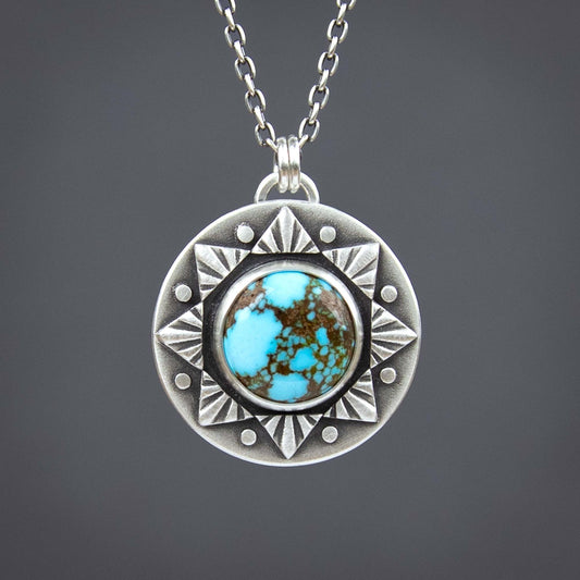 Sun Ray Pendant w/Kingman red web turquoise