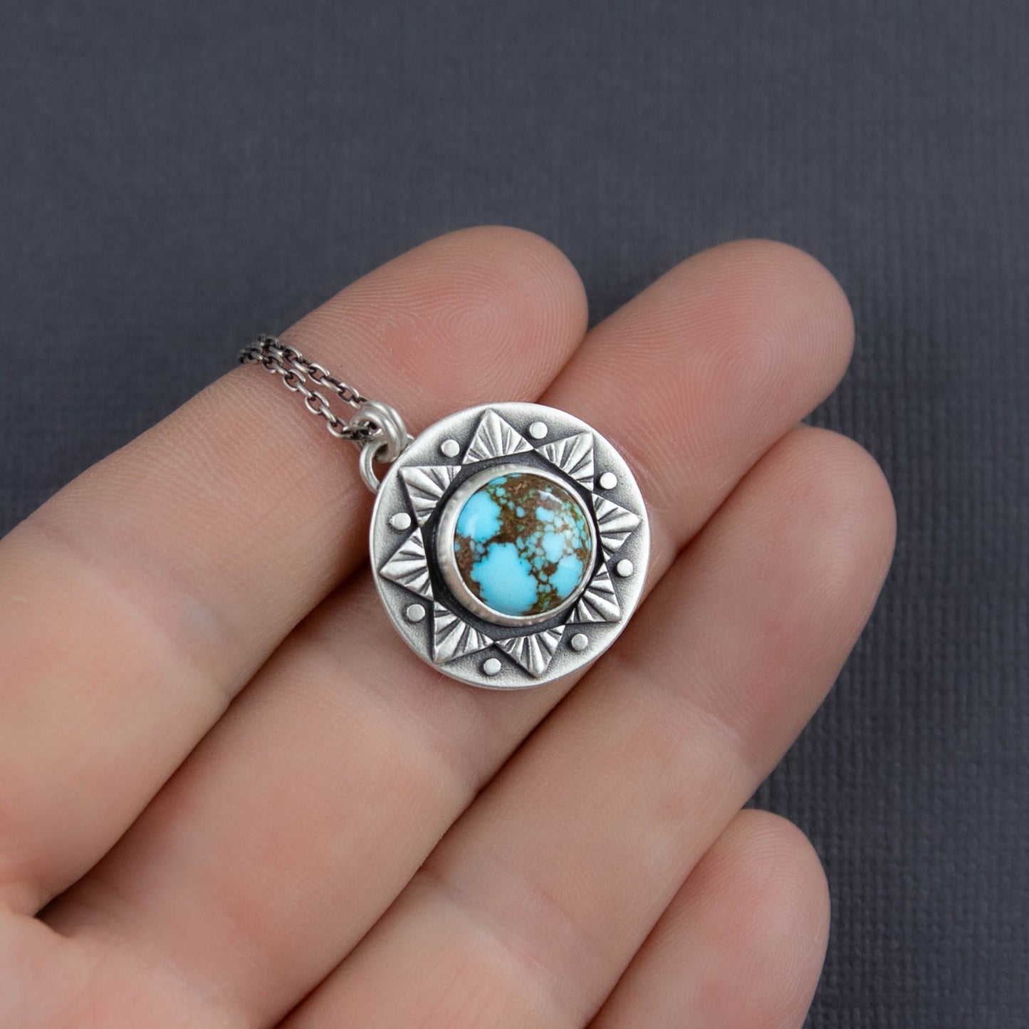 Sun Ray Pendant w/Kingman red web turquoise