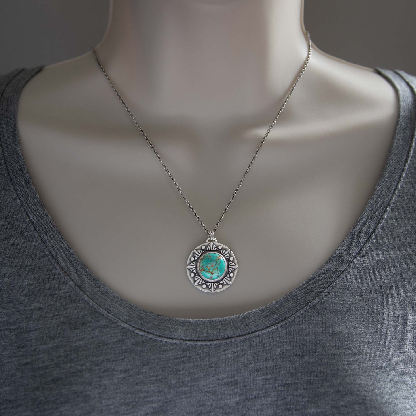 Sun Ray Pendant w/Kingman Gold Turquoise