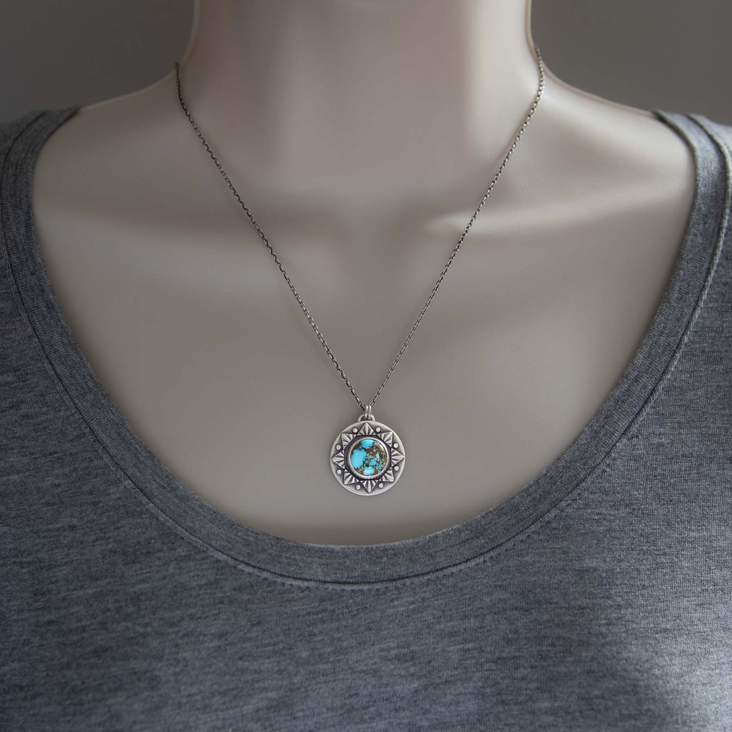 Sun Ray Pendant w/Kingman red web turquoise