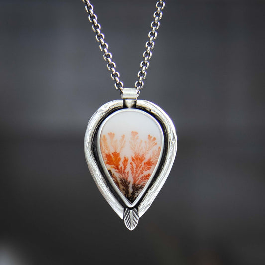 Dendritic Agate Autumn Tree Pendant