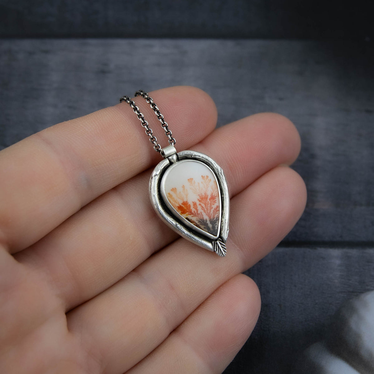 Dendritic Agate Autumn Tree Pendant