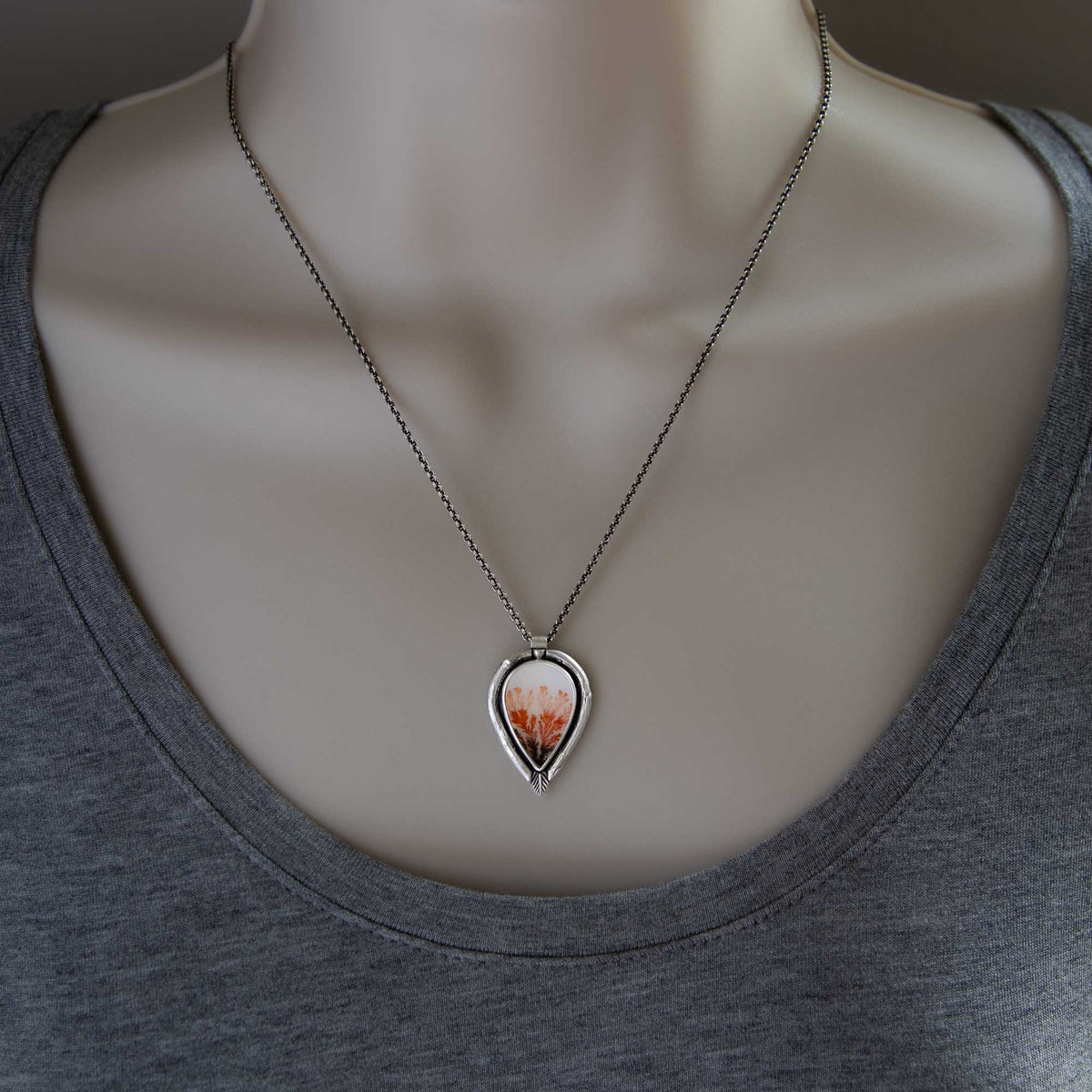 Dendritic Agate Autumn Tree Pendant