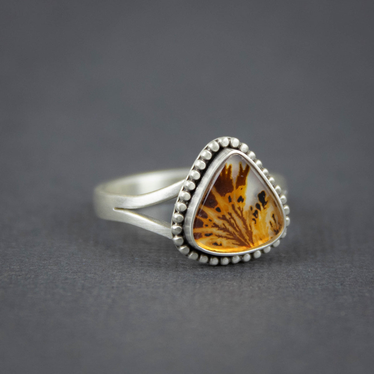 Dendritic Agate Teardrop Ring *Finished-to-Size*