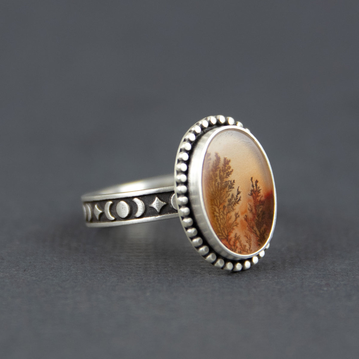 Dendritic Agate Oval Ring *Finished-to-Size*