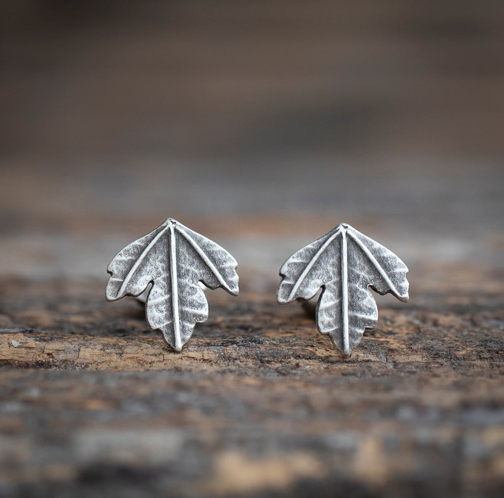 Hawthorn Leaf Stud Earrings