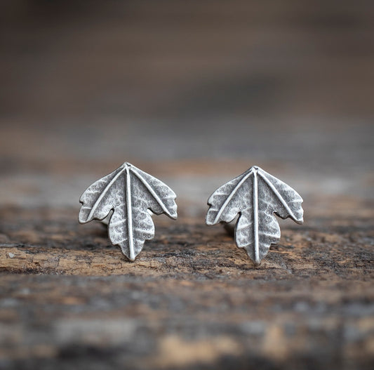 Hawthorn Leaf Stud Earrings