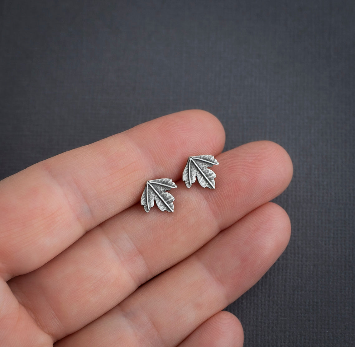 Hawthorn Leaf Stud Earrings